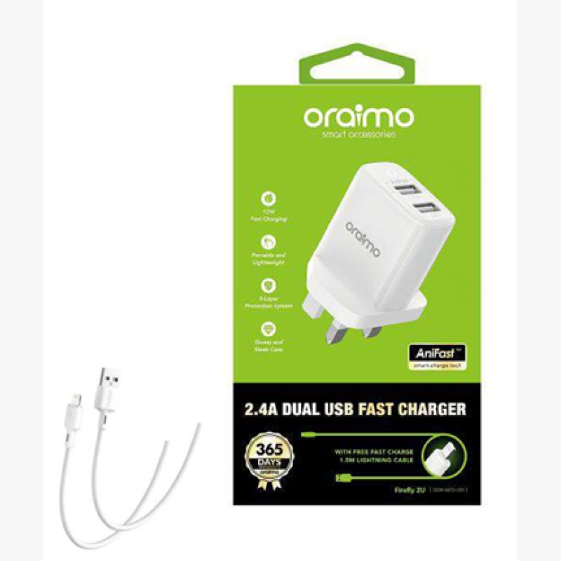 Oraimo Ocd-l53 Charger Usb Cable 2.1a Fast Charging & High-speed